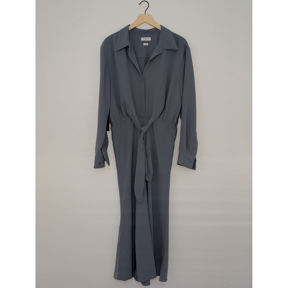 Babaton Aritzia Tie-Front Midi Shirt Dress Size L - Picture 2 of 9